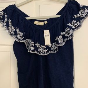 Navy Blue embroidered S top